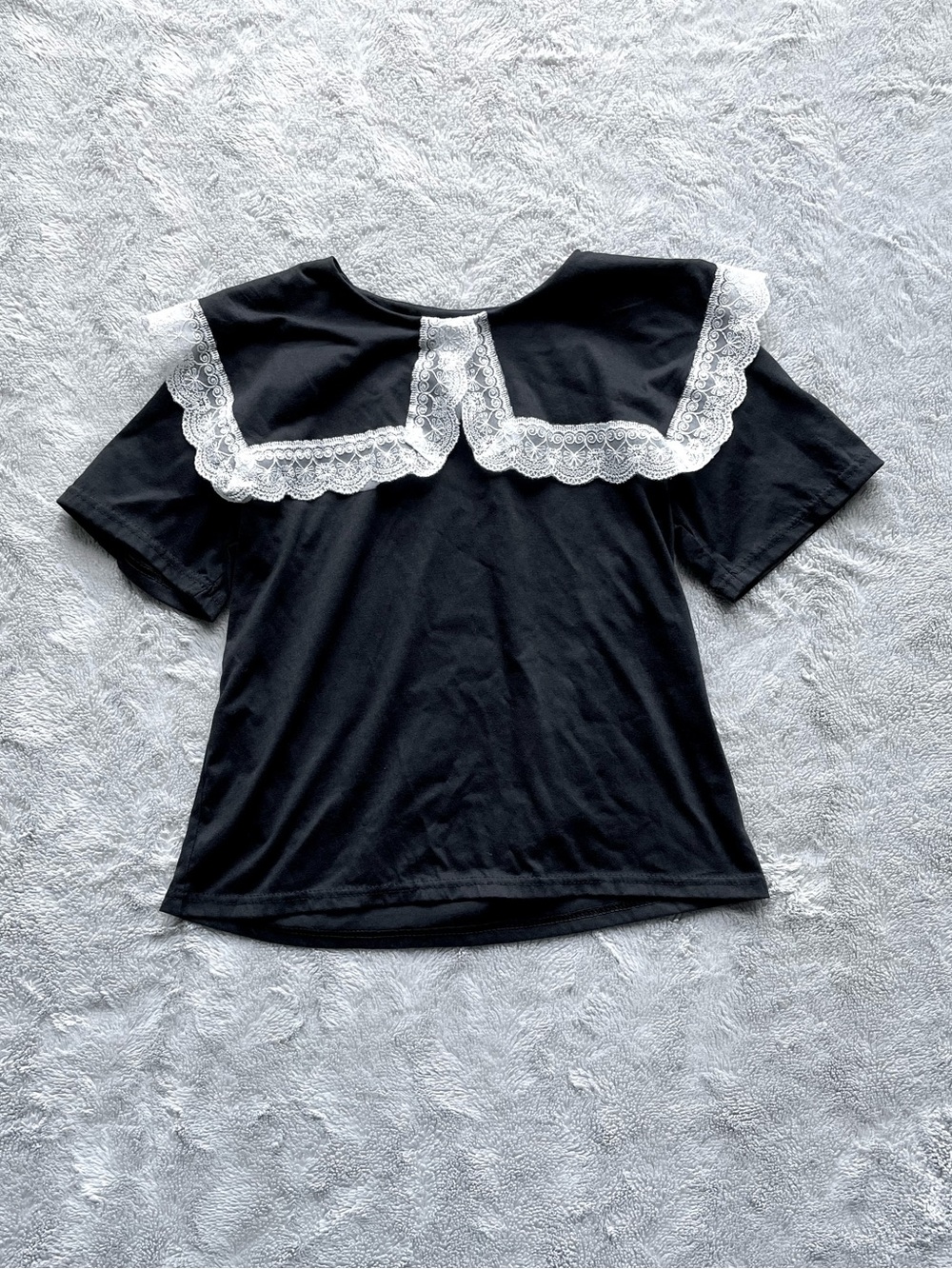 Black Cropped Tee With Sailor Collar